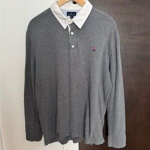 Brooks Brothers Long Sleeve Polo Shirt XL Mens Gray